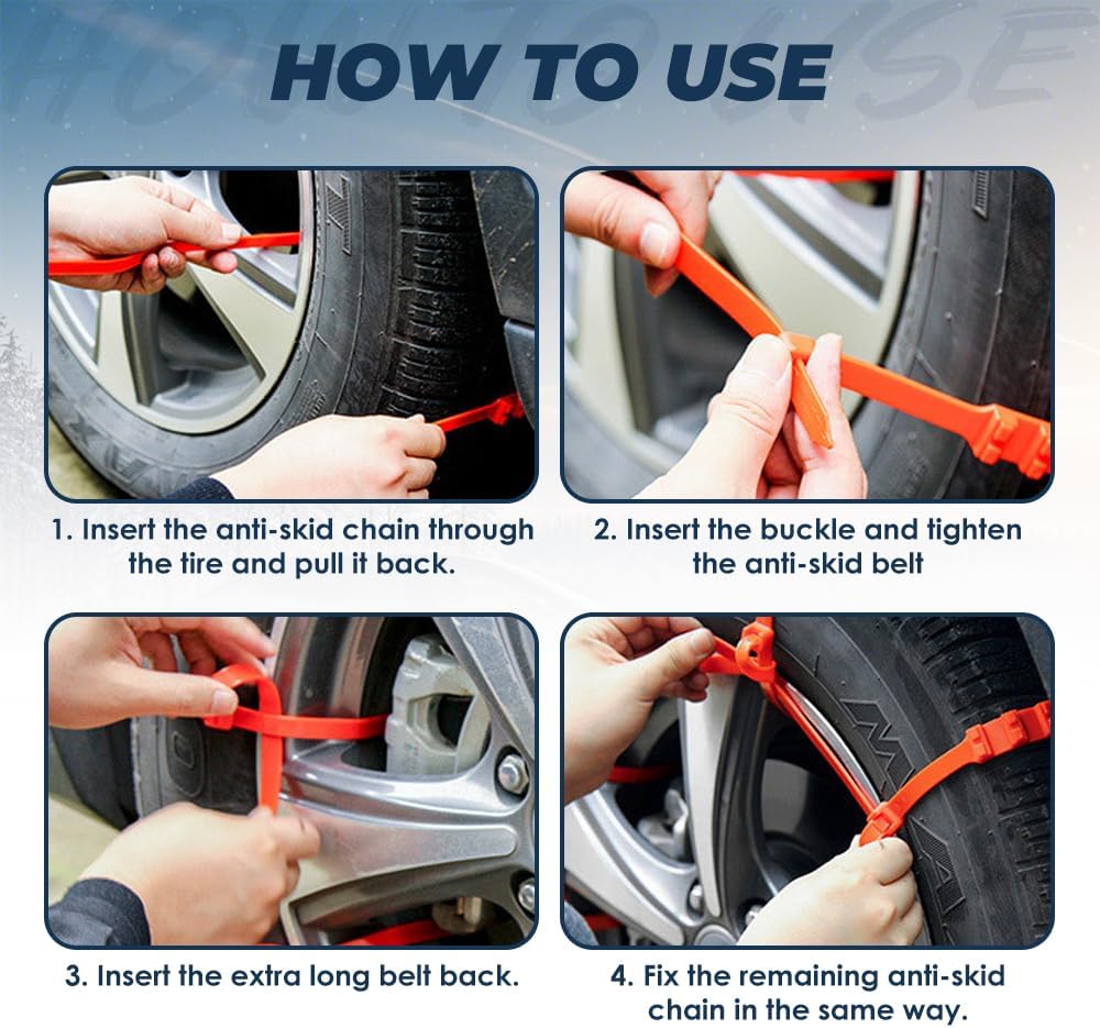 ⭐Snow Tire Chains – Extra Grip for Snowy & Icy Roads