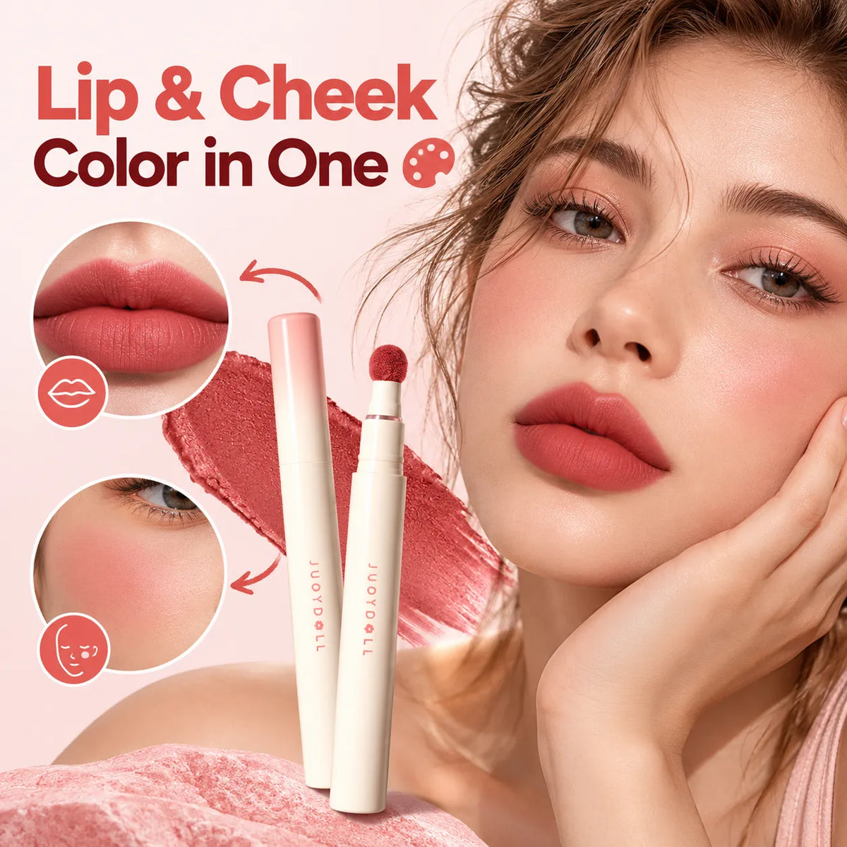 🎁Cushion-Tip Matte Lip & Cheek Tint – Soft-Focus Blur Finish & Buildable Color