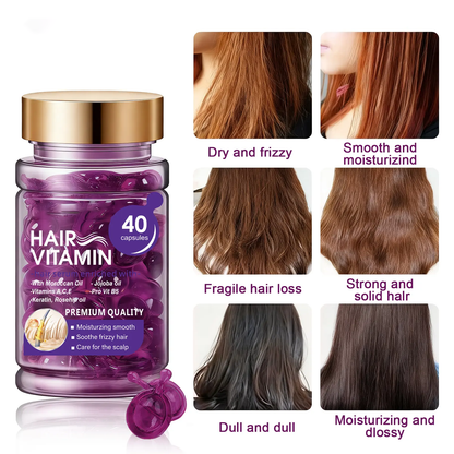 Hair Vitamin Capsules with Argan Oil, Frizz Control & Shine, 40 Ct