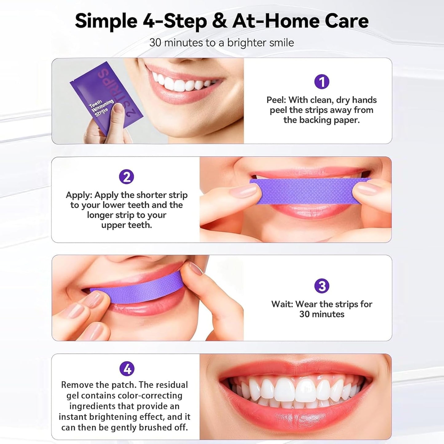 💜 Purple Teeth Whitening Strips — PAP-Powered, Peroxide-Free Brightening for a Whiter-Looking Smile