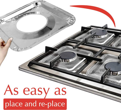 ⭐50-Pack Stove Burner Liners – Keep Your Gas Stove Cleaner with Less Effort