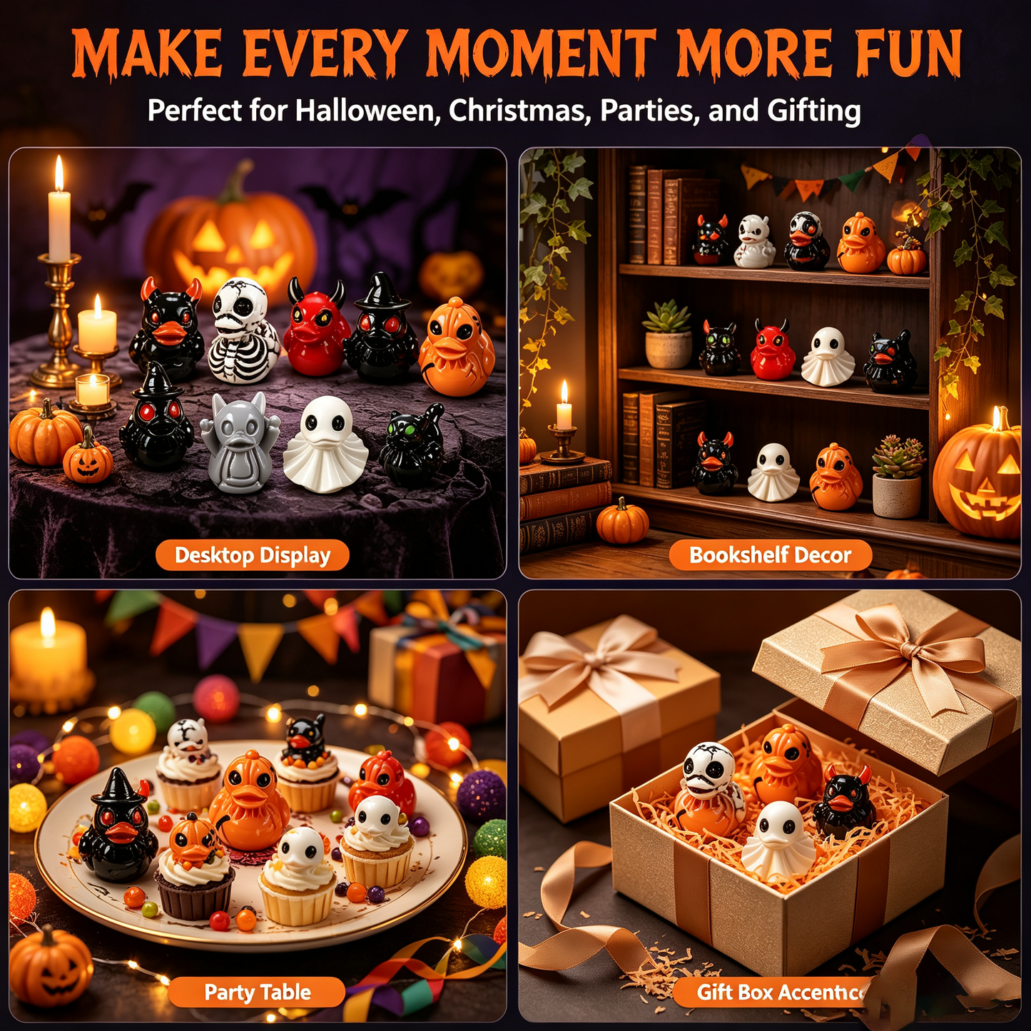 Mini Gruselige Harz-Enten – Halloween Tisch- & Gartendekoration