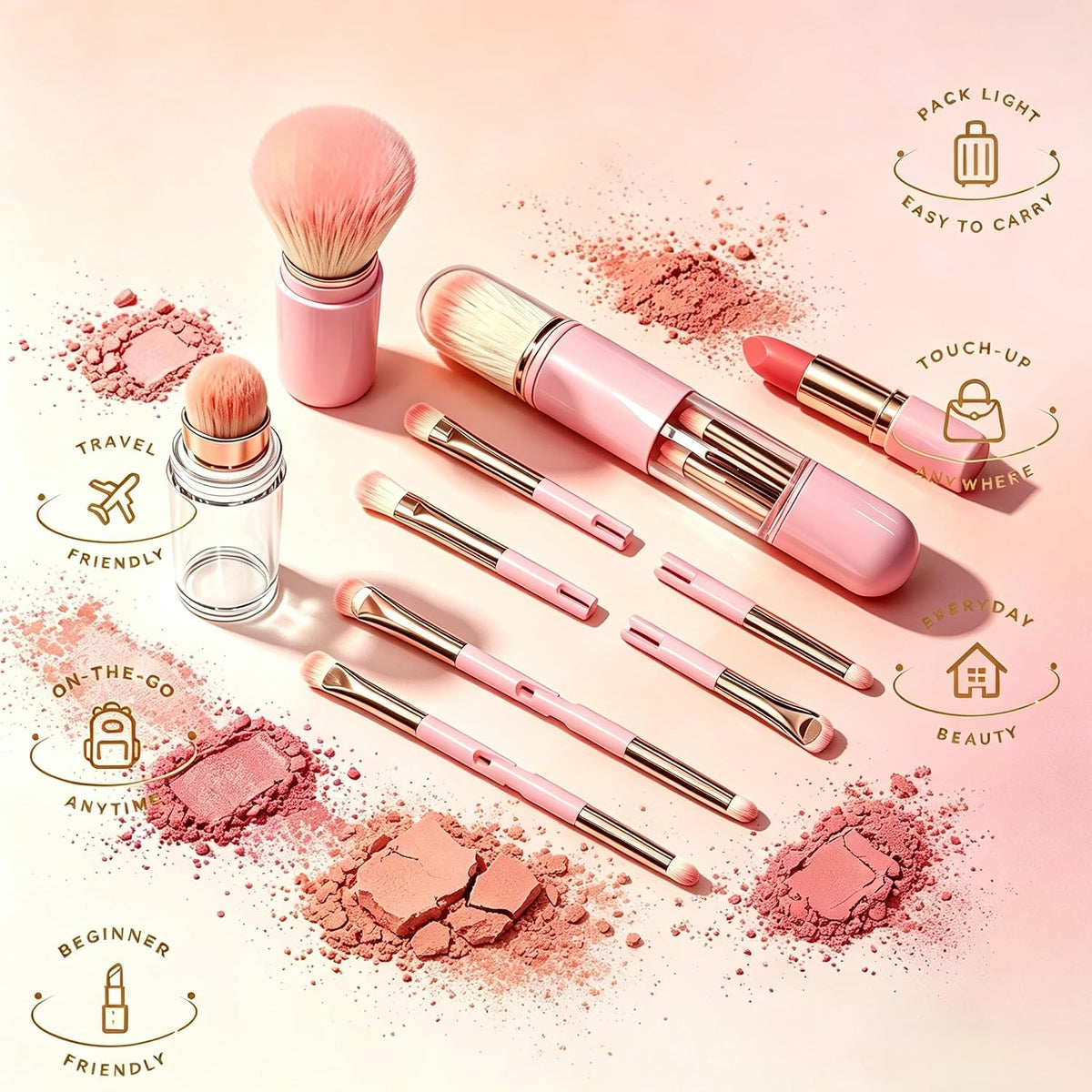 🔥6-in-1 Travel Makeup Brush Set