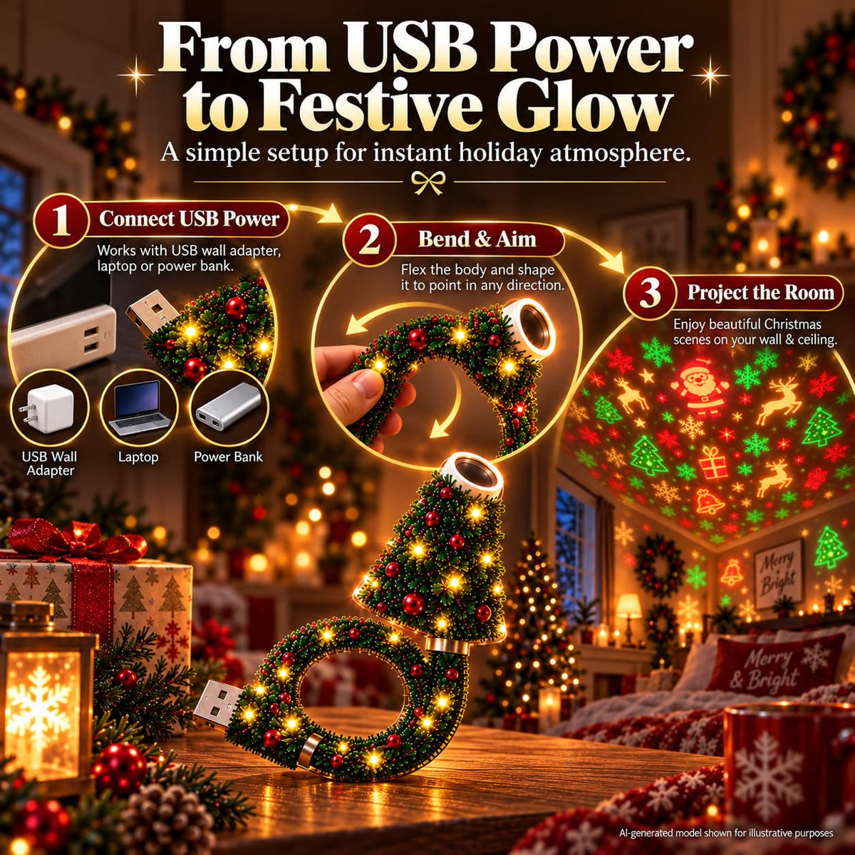 ⭐Christmas Tree Projector – Turn Any Wall Into a Christmas Wonderland
