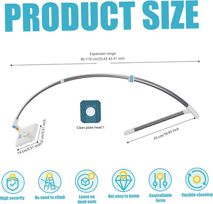 ⭐No Ladder Needed – 2-in-1 Extendable Window Cleaner