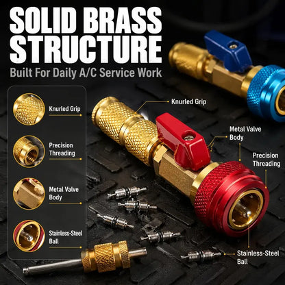🎁R134A A/C Valve Core Remover Installer Kit With High &amp; Low Pressure Coupler