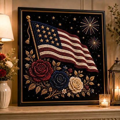 🦅America 250th Anniversary Pearl Art Kit – Stars & Stripes Skyline Limited Edition - This product is a materials kit. not a finished product.