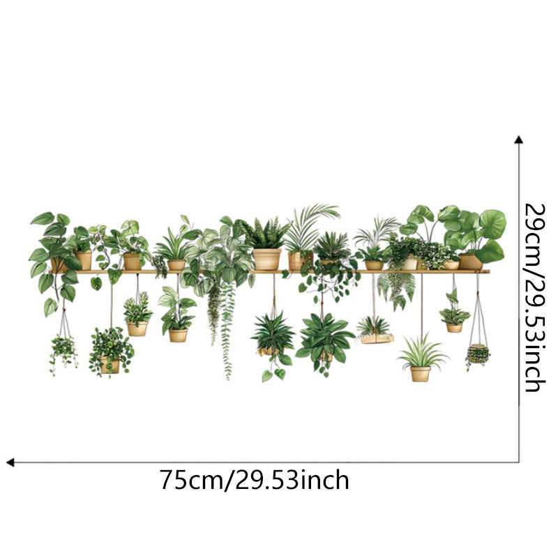 🔥🌿 Botanical Shelf Wall Stickers – 2-Piece Self-Adhesive Plant Decor