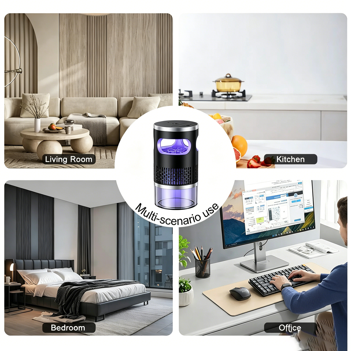 🪰UV Light Suction Flying Insect Trap, Plug-In Bug Catcher for Home Kitchen Bedroom Office