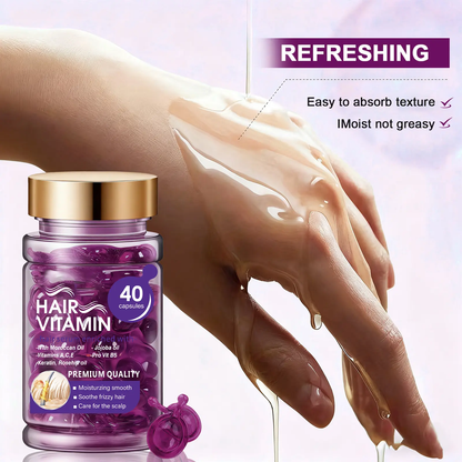 Hair Vitamin Capsules with Argan Oil, Frizz Control & Shine, 40 Ct