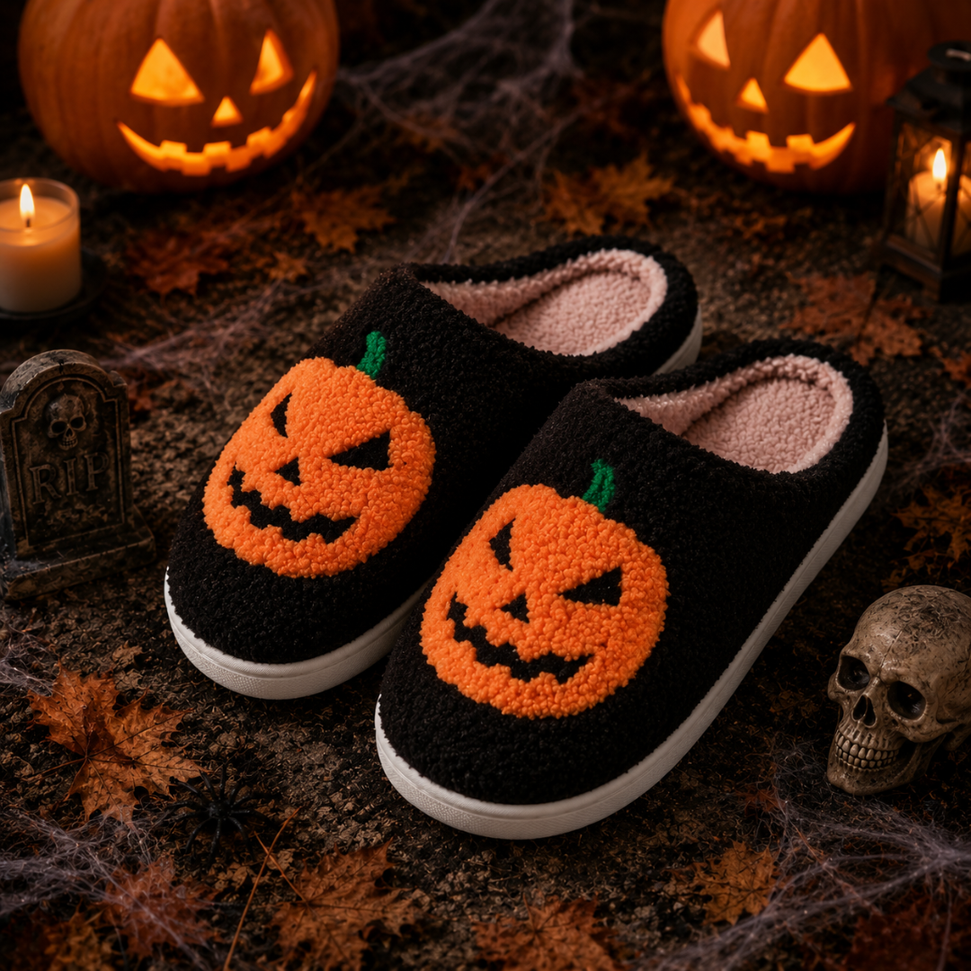 Plush Pumpkin Slippers – Spooky Style, Everyday Comfort