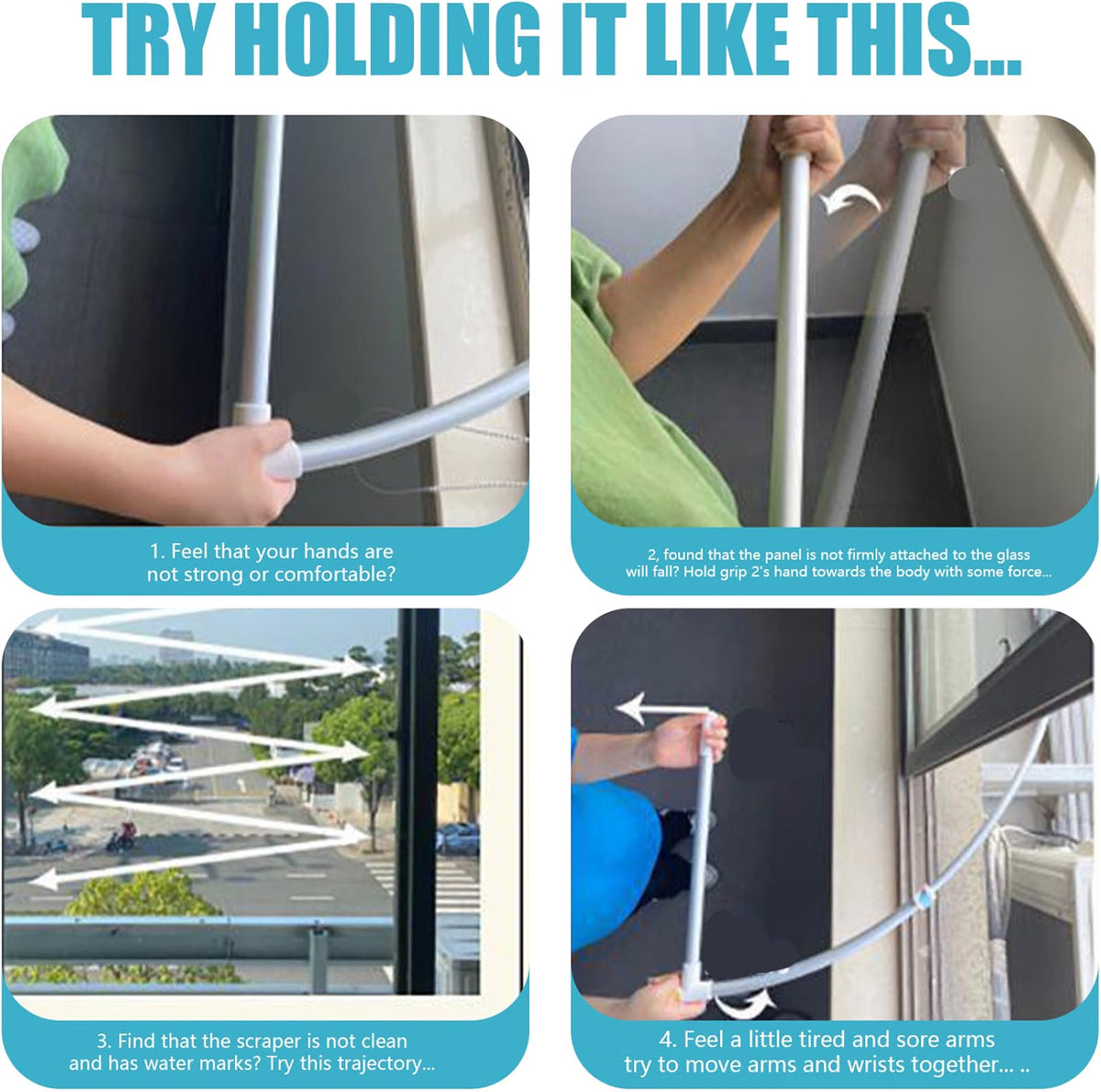 ⭐No Ladder Needed – 2-in-1 Extendable Window Cleaner