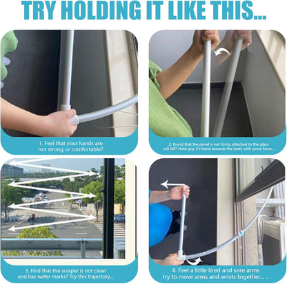 ⭐No Ladder Needed – 2-in-1 Extendable Window Cleaner