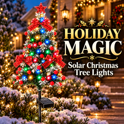 🎉Solar Snowy Cedar Christmas Tree Lights for Outdoor Holiday Decor