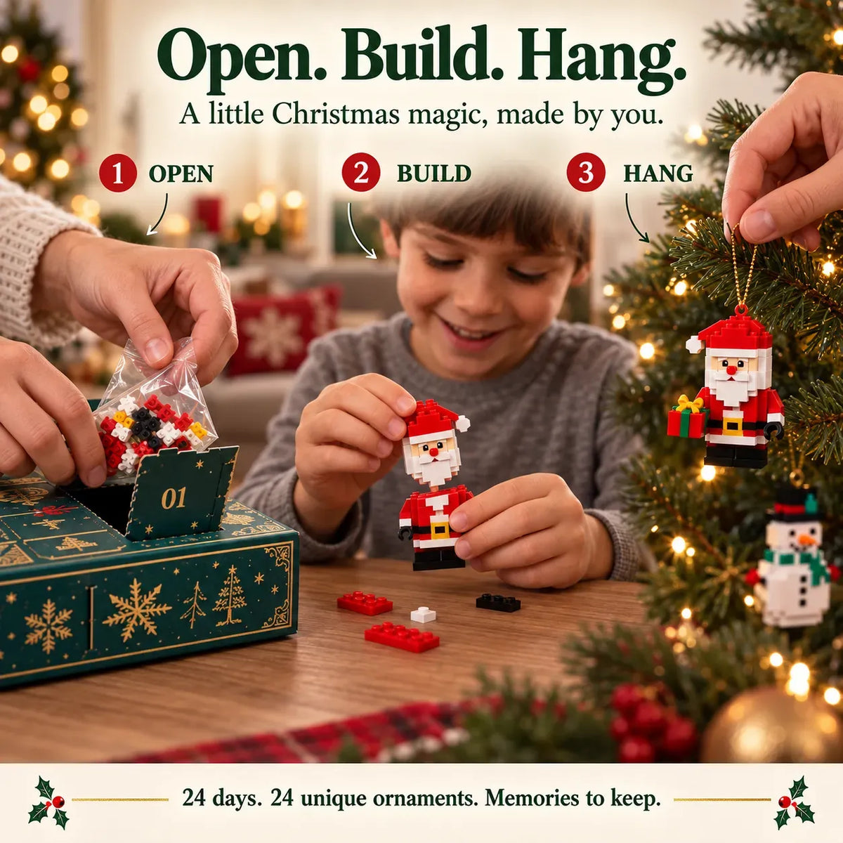 🎁24-Day Mini Christmas Brick Ornament Advent Calendar