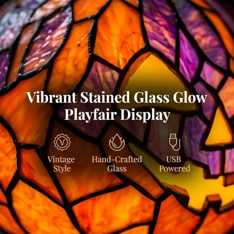 Halloween Christmas Stained Glass Pumpkin Table Lamp