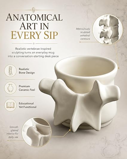 ⭐ Spine Mug – Realistic Vertebrae Design, Stackable Ceramic Coffee Cup