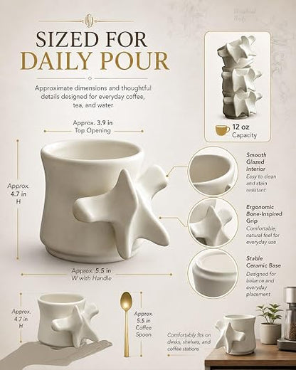⭐ Spine Mug – Realistic Vertebrae Design, Stackable Ceramic Coffee Cup