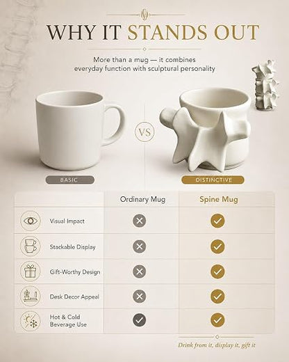 ⭐ Spine Mug – Realistic Vertebrae Design, Stackable Ceramic Coffee Cup
