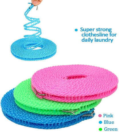 3 Pack Windproof Nylon Clothesline Adjustable Clothes Drying Rope