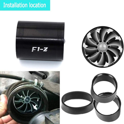 2.5" F1-Z Car Air Intake Turbonator , Dual Fan Turbine Super Gas Fuel Saver Turbo