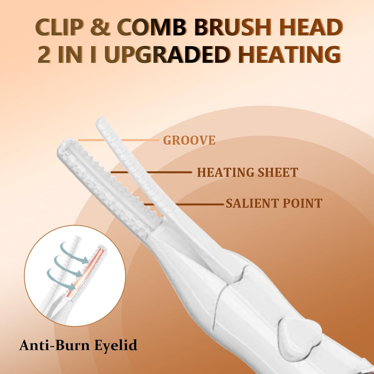 ❤️Heated Eyelash Curler, 2-in-1 Clip-Type Design, 3 Temperature Modes