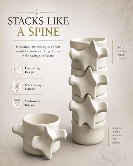 ⭐ Spine Mug – Realistic Vertebrae Design, Stackable Ceramic Coffee Cup