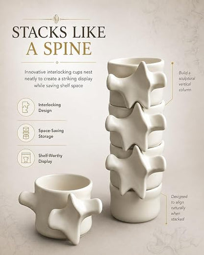 ⭐ Spine Mug – Realistic Vertebrae Design, Stackable Ceramic Coffee Cup
