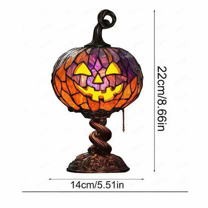 Halloween Christmas Stained Glass Pumpkin Table Lamp