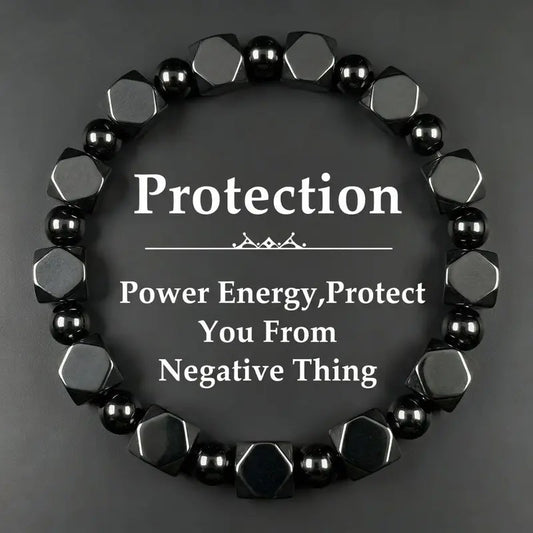 Black Obsidian & Hematite Protection Bracelet for Dad