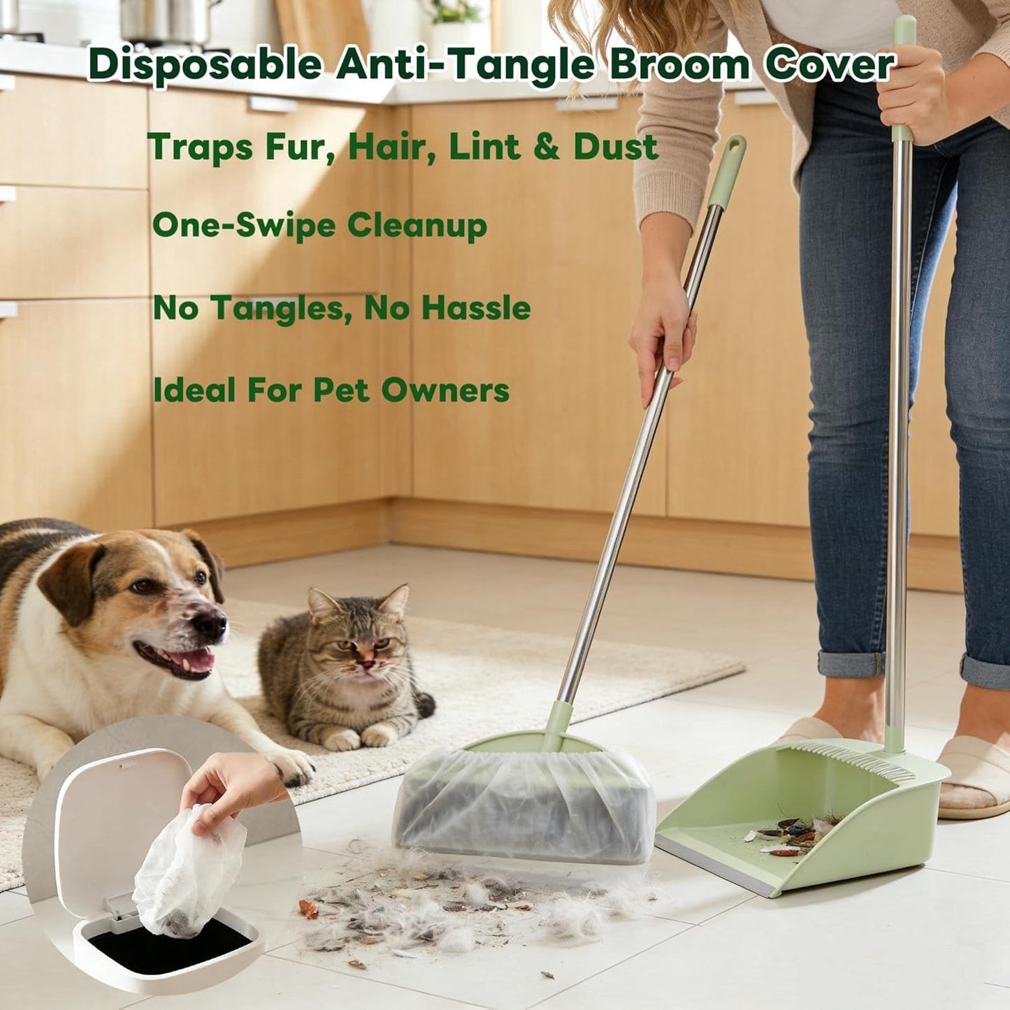 🧹 100-Pack Disposable Dust-Trapping Broom Covers