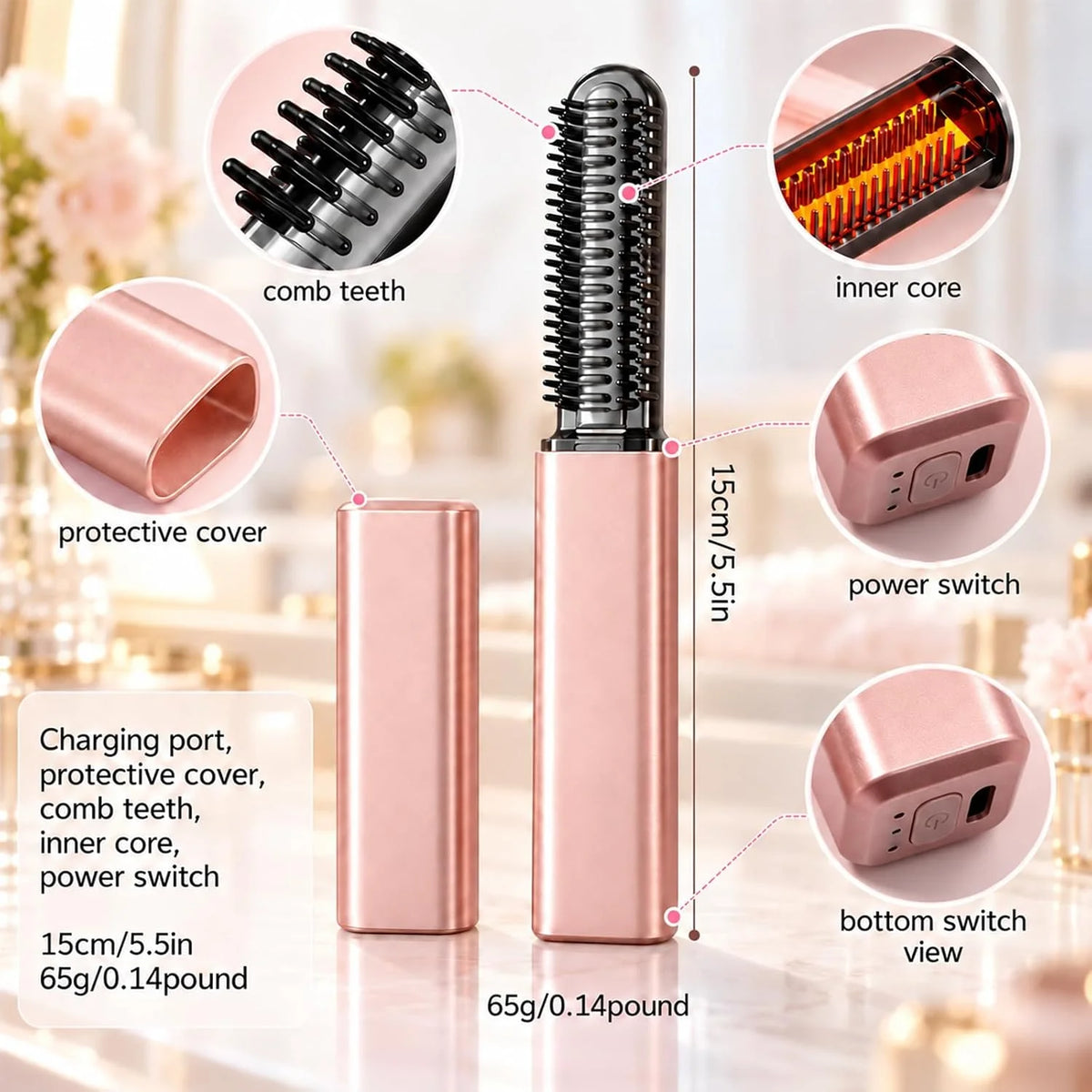 🎁Mini Cordless Bangs Straightener &amp; Rechargeable Styling Comb