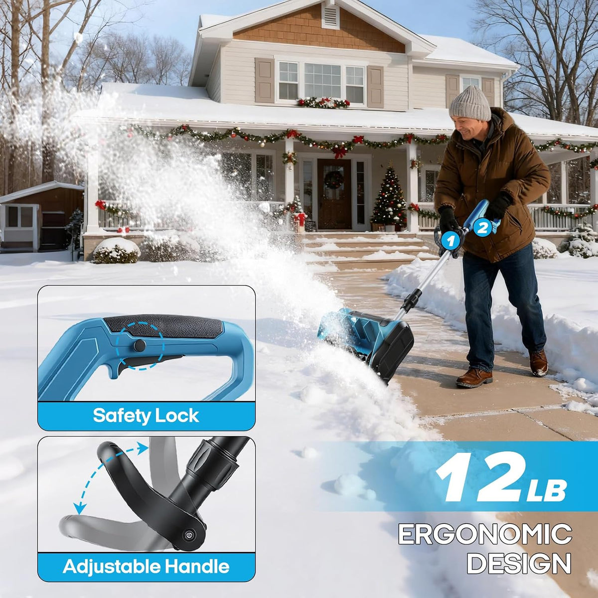 ⭐ Cordless Electric Snow Shovel – Clear 12" Wide Snow & Throw It Up to 23FT