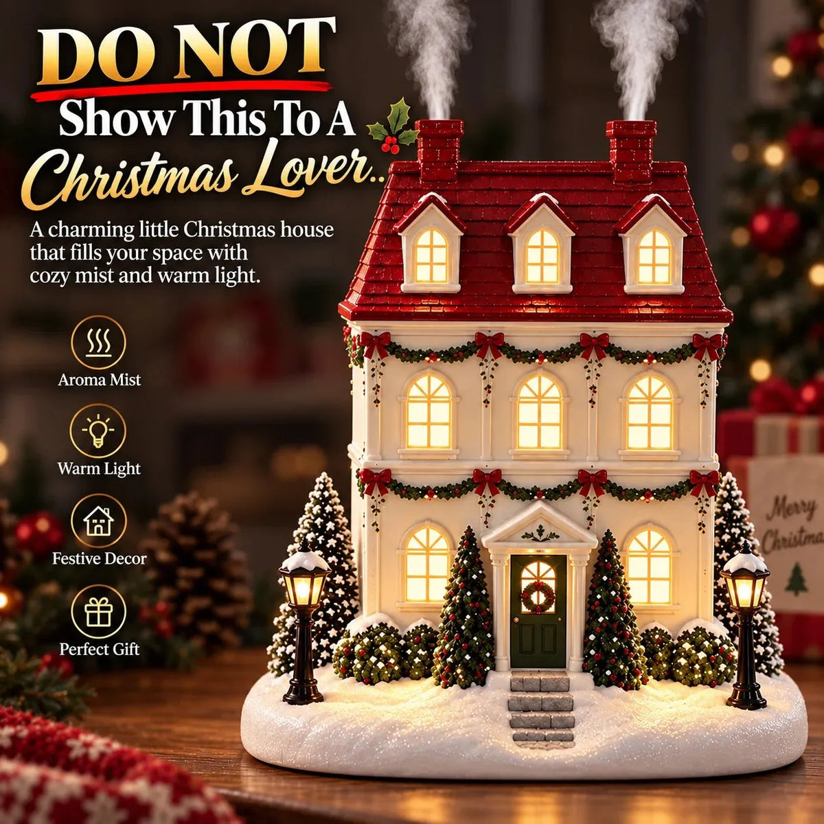 🎁Christmas House Aroma Diffuser with Glowing Windows