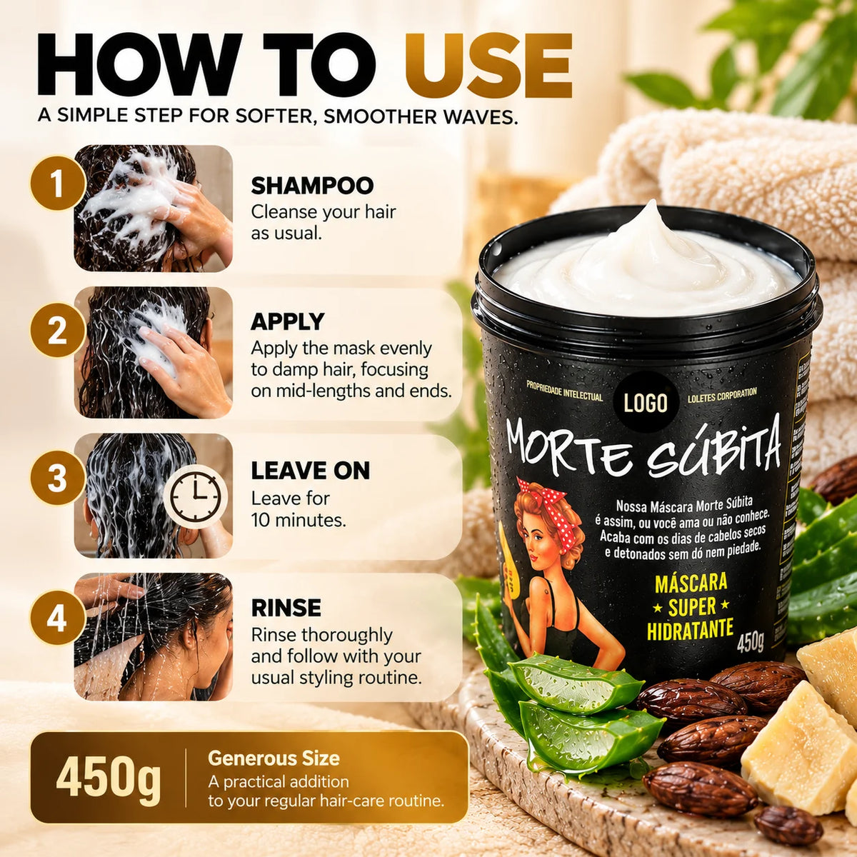 🎁Moisture Mask for Wavy Hair – Deep Conditioning Treatment, 450g