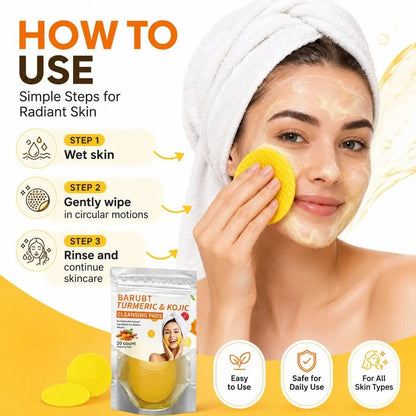 🎁Kojic &amp; Turmeric Facial Cleansing Pads – 20 Count