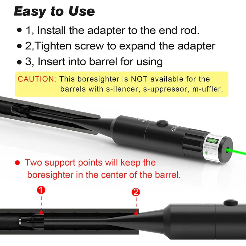Laser Bore Sight Kit with 32 Adapters for .17–12GA Calibers