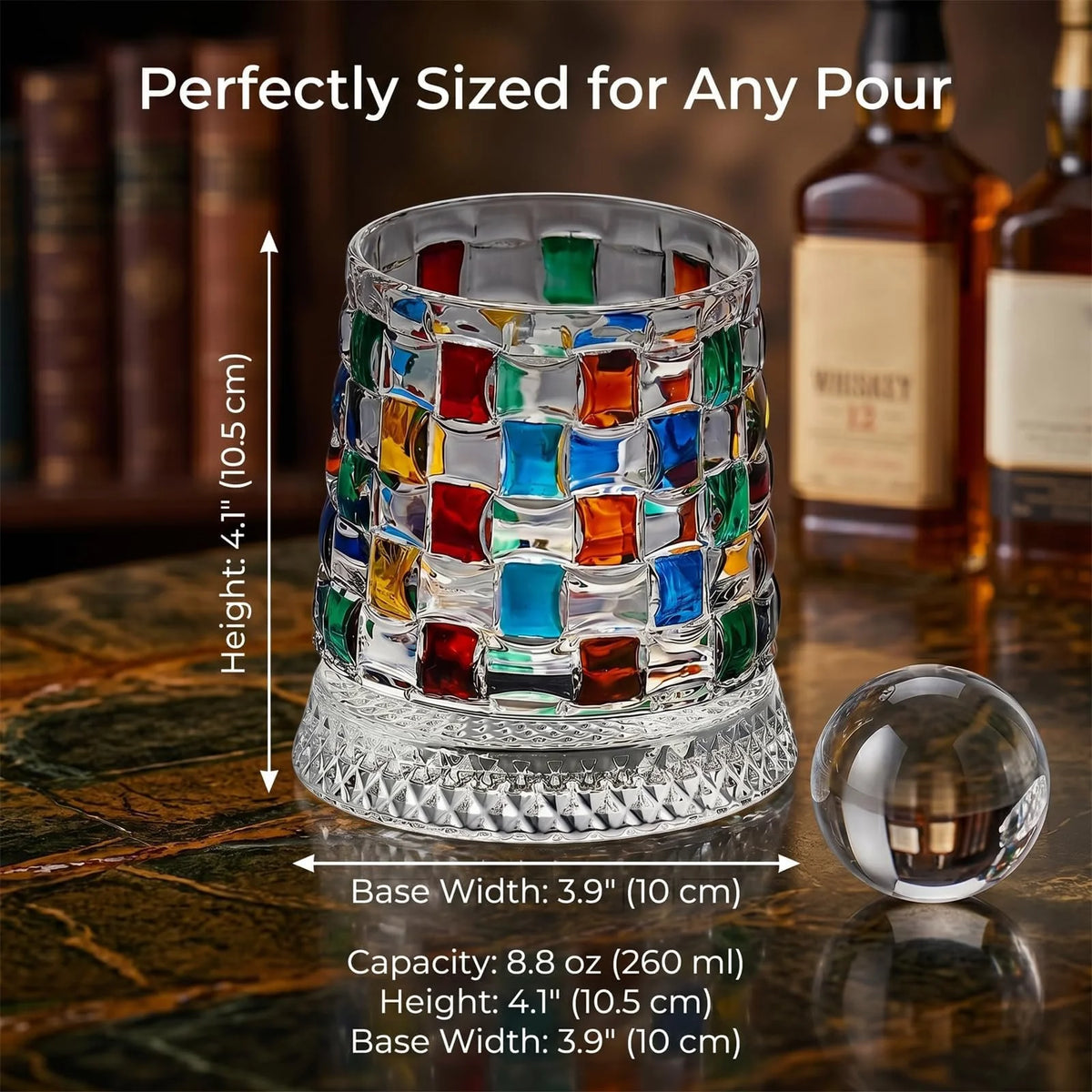 🎁Hand-Painted 360° Spinning Whiskey Glass With Crystal Embossed Design