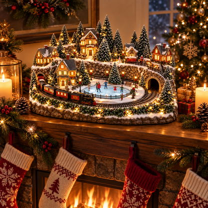 🎉 LAST DAY 49% OFF 🔥 Animated Holiday Train & Ice Rink Scene ✨