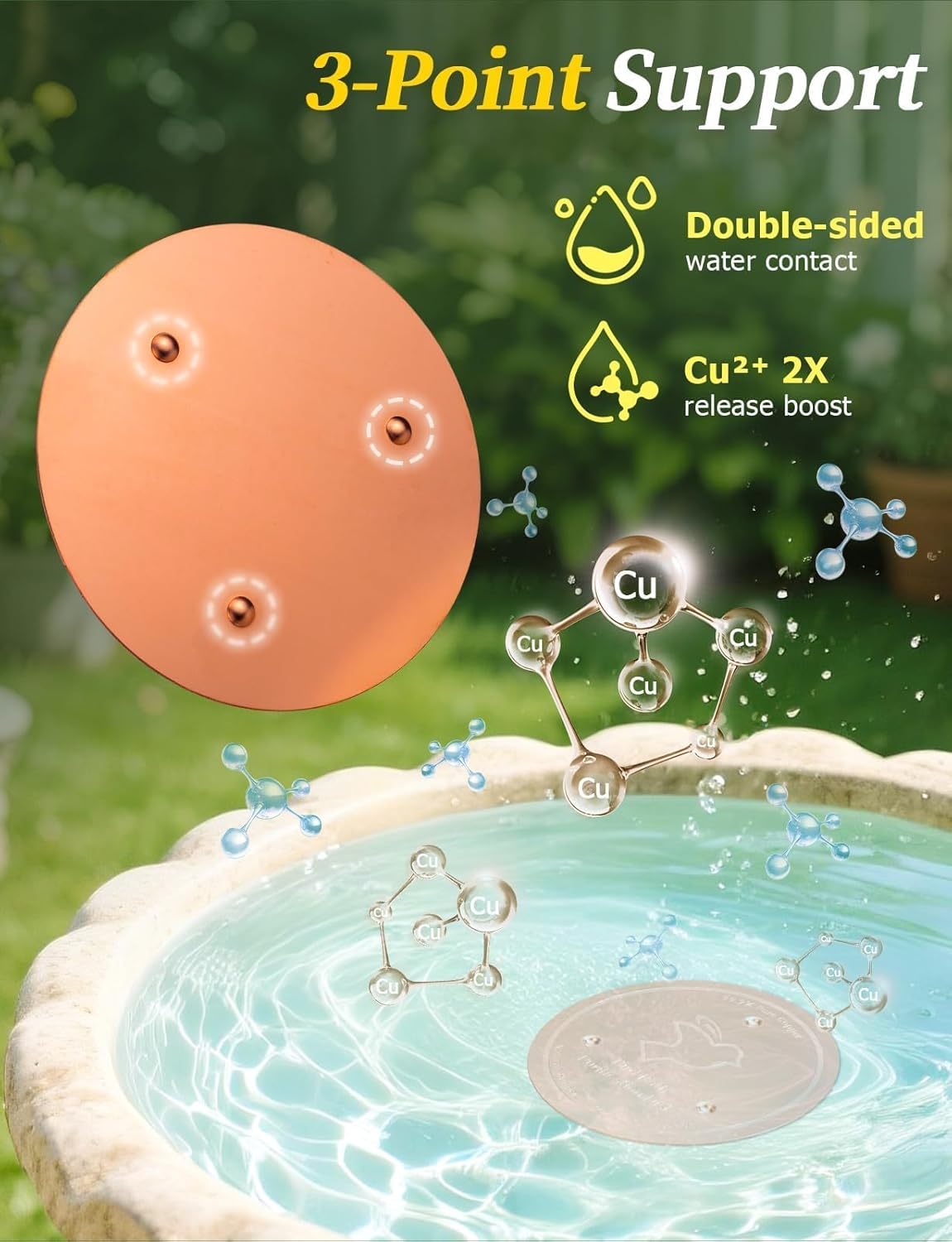Bird Bath Copper Disk, 0.6mm Reinforced 99.99% Pure Copper Cleaning Disk