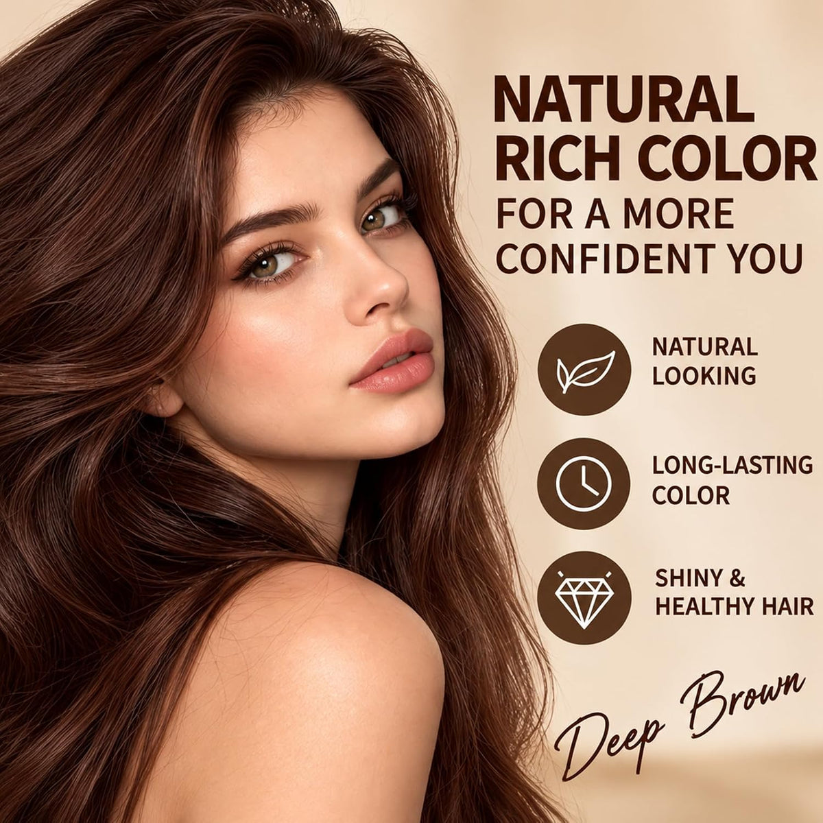 ❤️3-in-1 Gray Coverage Hair Dye Shampoo – Deep Brown, 13.6 fl oz