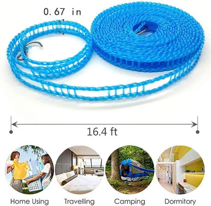 3 Pack Windproof Nylon Clothesline Adjustable Clothes Drying Rope