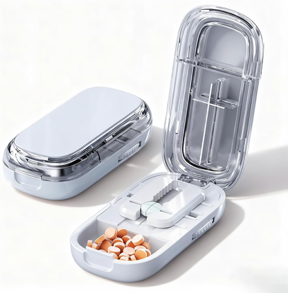 Portable Precision Pill Cutter & Organizer for Small Pills
