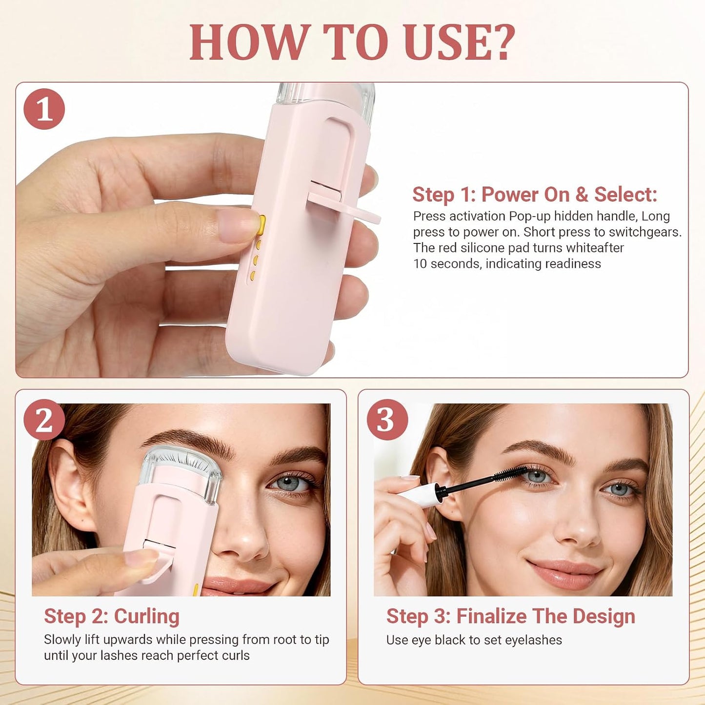 Heated Eyelash Curler, Mini Electric Eyelash Curler