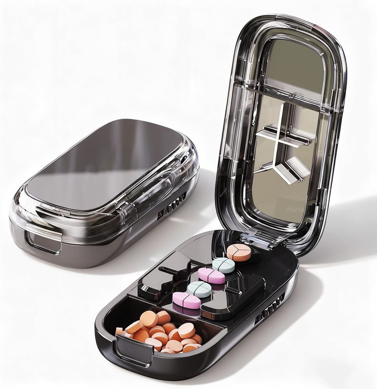 Portable Precision Pill Cutter & Organizer for Small Pills