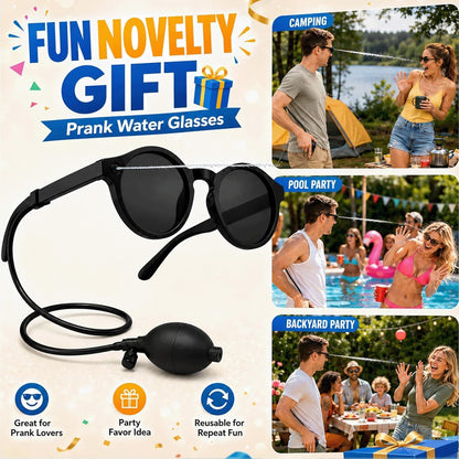 😎💦 Hidden Squirt Sunglasses – Refillable Water Prank Glasses