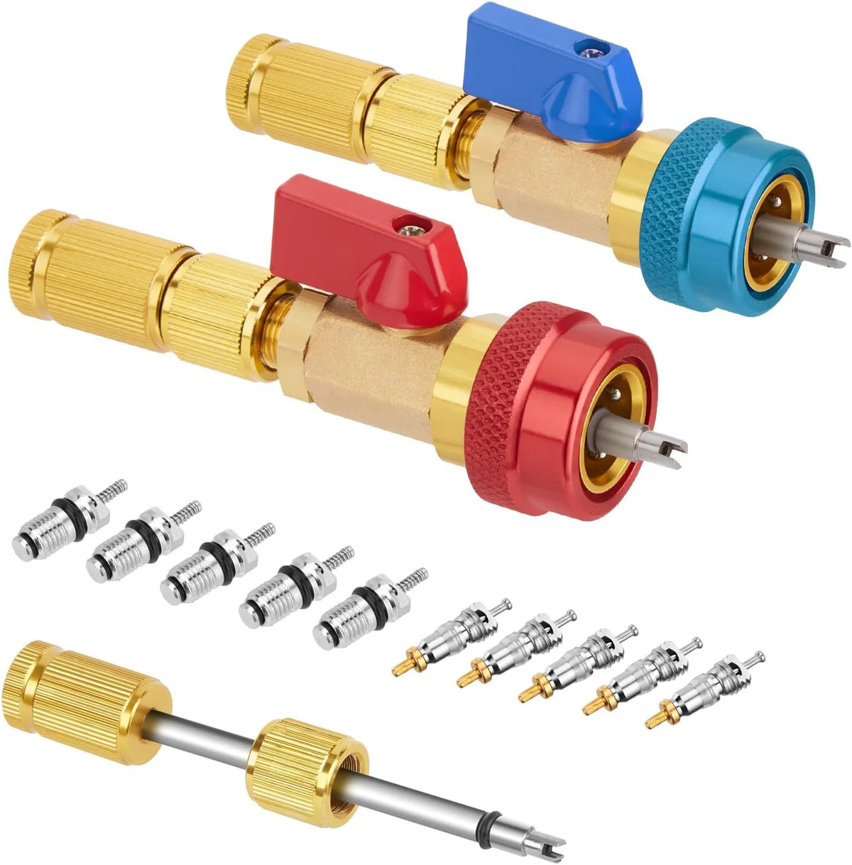 🎁R134A A/C Valve Core Remover Installer Kit With High &amp; Low Pressure Coupler
