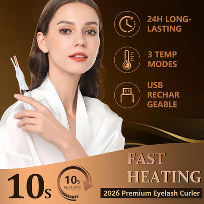 ❤️Heated Eyelash Curler, 2-in-1 Clip-Type Design, 3 Temperature Modes