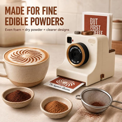 🎁3D Printed Latte Art Camera With Reusable Stencil Cards