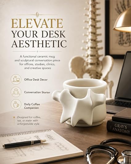 ⭐ Spine Mug – Realistic Vertebrae Design, Stackable Ceramic Coffee Cup